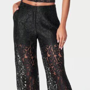Bebe Black Lace High Waist Pants, NWT, Size 0